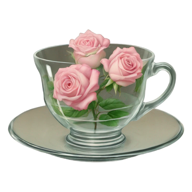 Drawing of roses on an antique glass and saucer sticker