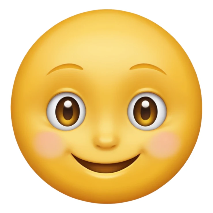 Emoji, yellow round smiling face, vibrant bright shy expression sticker