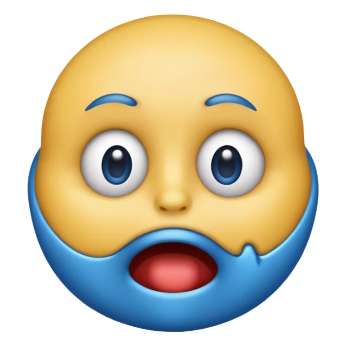 A blue emoji face with the expression of a nervous gulp sticker