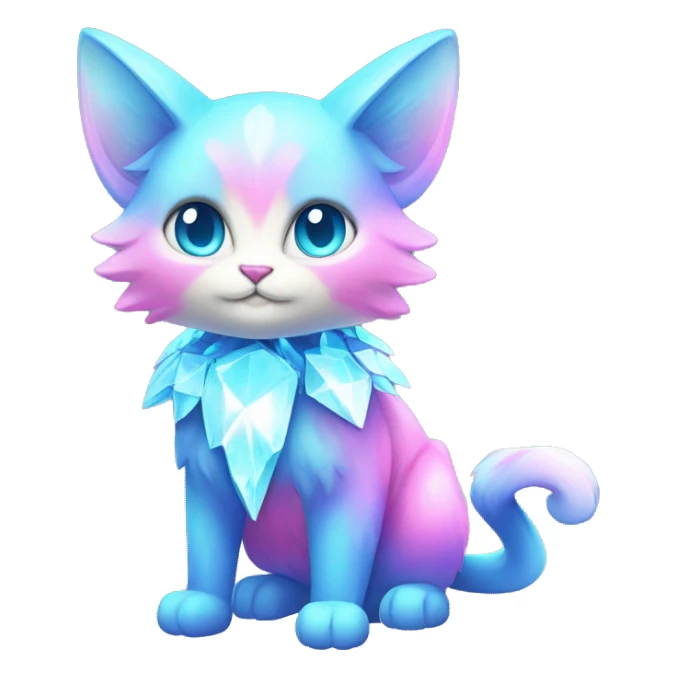 Shiny Pink-Blue-gradient Diamond-Fairy-type-Fakémon-Cat full body sticker