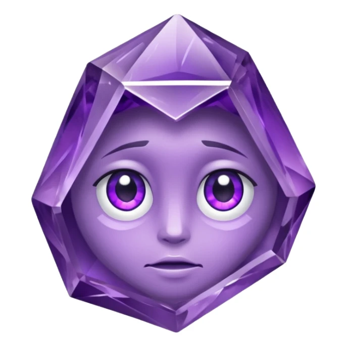 Single gemstone amethyst character rock, with carved facets with eyes beautiful sticker