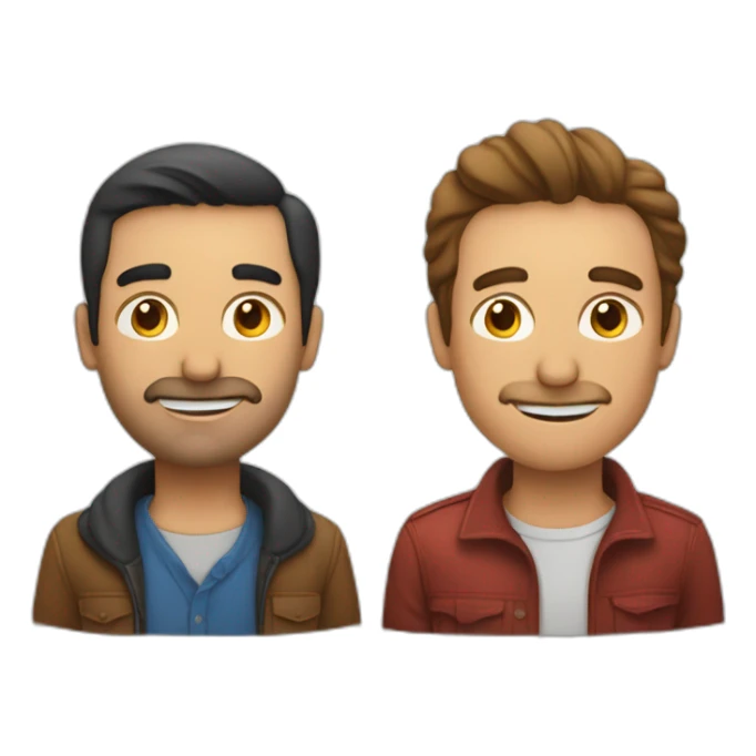 Two people talking face to face, one spanish man, and one american man sticker