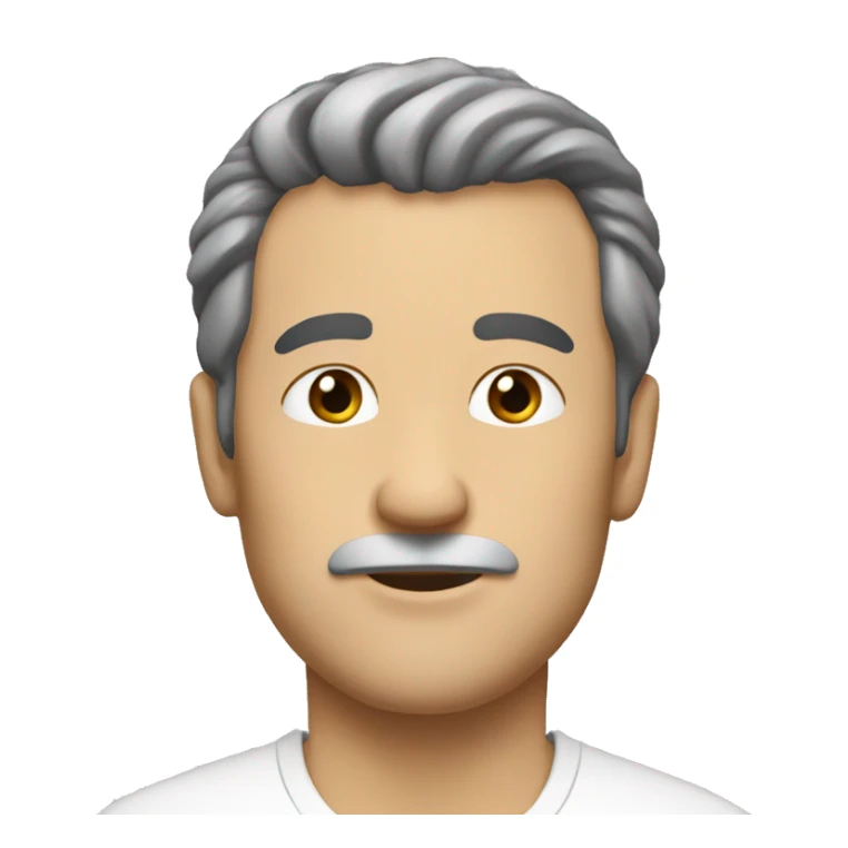 Middle-aged man, with black thin hair,that works in a sho sticker