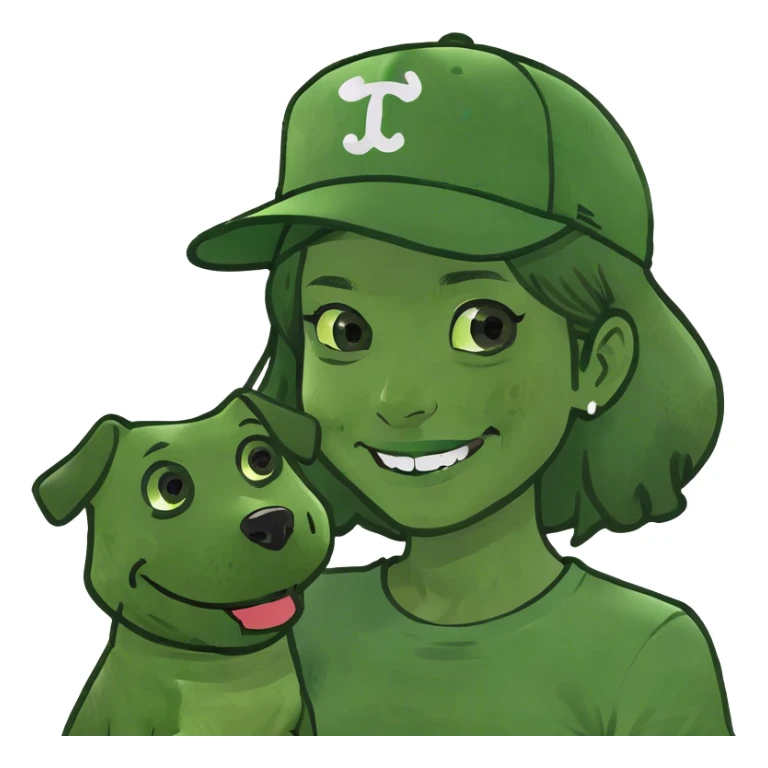 girl smiling with dog outdoors sticker