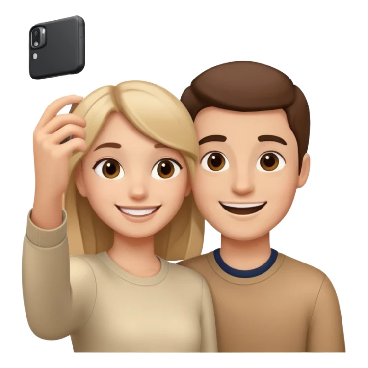 girl and boy selfie moment sticker