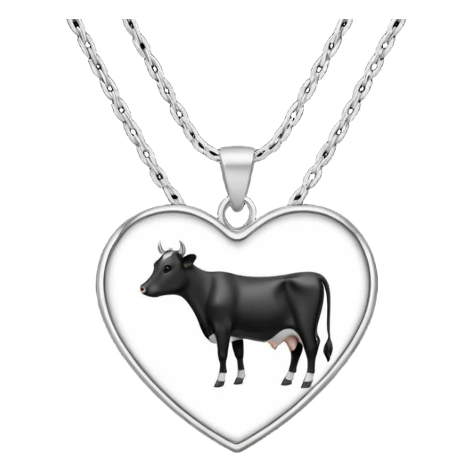 i need combination of this two emojis for making a neckless ❤️🐮 the desing must be simple so it can make easily  reduse details and make it black and white  use simple lines sticker
