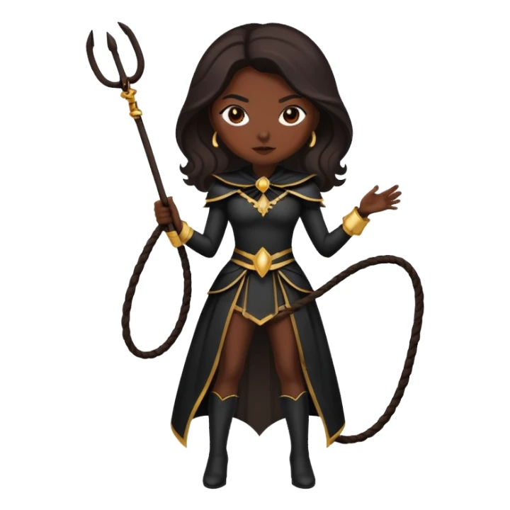 Woman in a dark costume holding a whip sticker