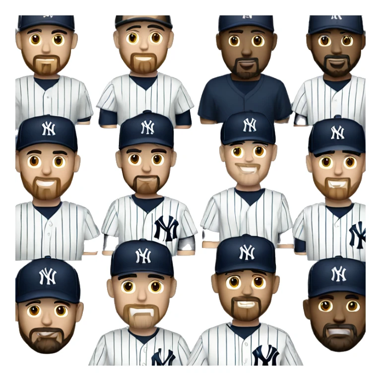 White man with goatee 56 age wears jersey New York Yankees  sticker