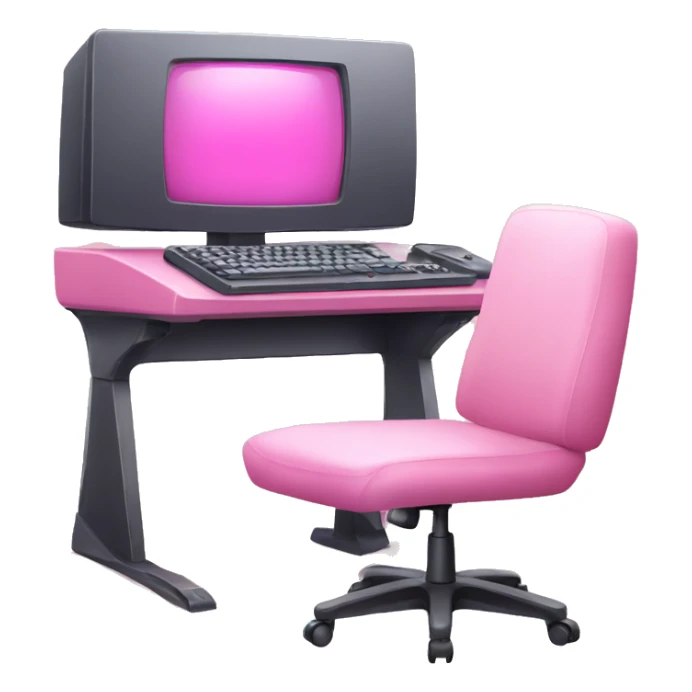 Pink kawaii gaming computer with pink gaming chair  sticker