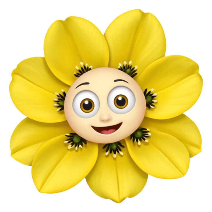 five leaved yellow anemone eyes mouth sticker
