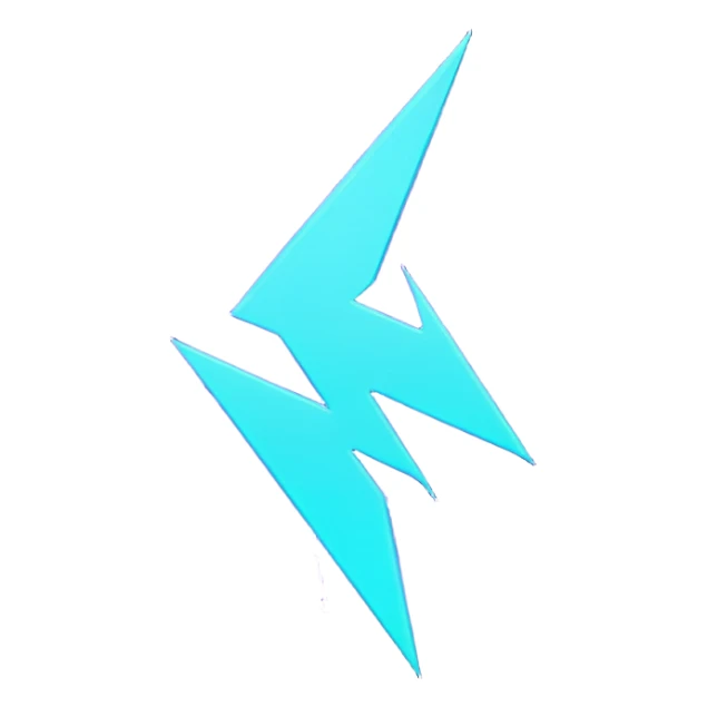 futuristic minimalistic glowing lightning bolt symbol, neon purple and cyan light, dark background, sleek cyberpunk tech style, no face, 1:1 aspect ratio sticker
