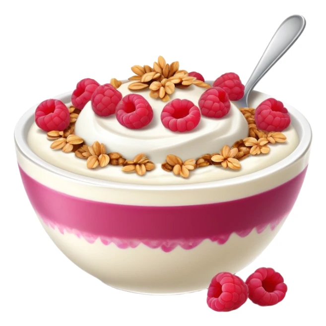 yogurt bowl with raspberries, coconut and granola  sticker