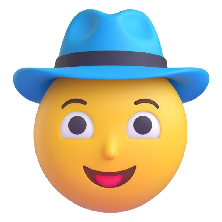 emoji head in blue panama hat sticker