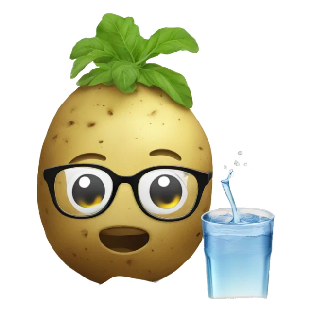 potato with glasses drinking water on a beach  sticker