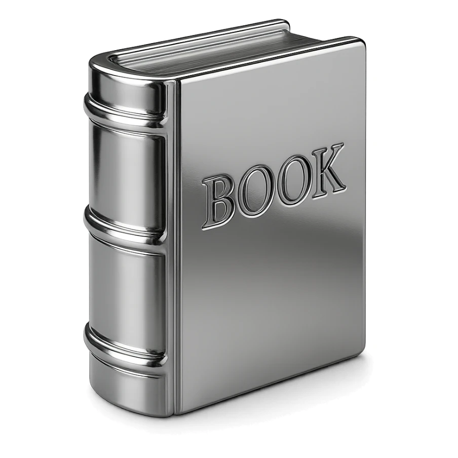 abstract chrome composition of a book, radiant and harmonious sticker