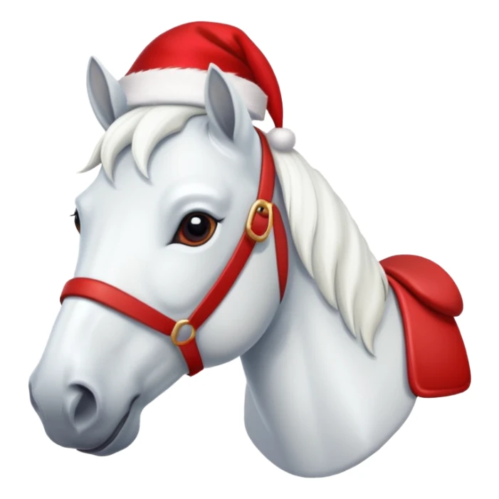 christmas new year's white horse with a red saddle sticker