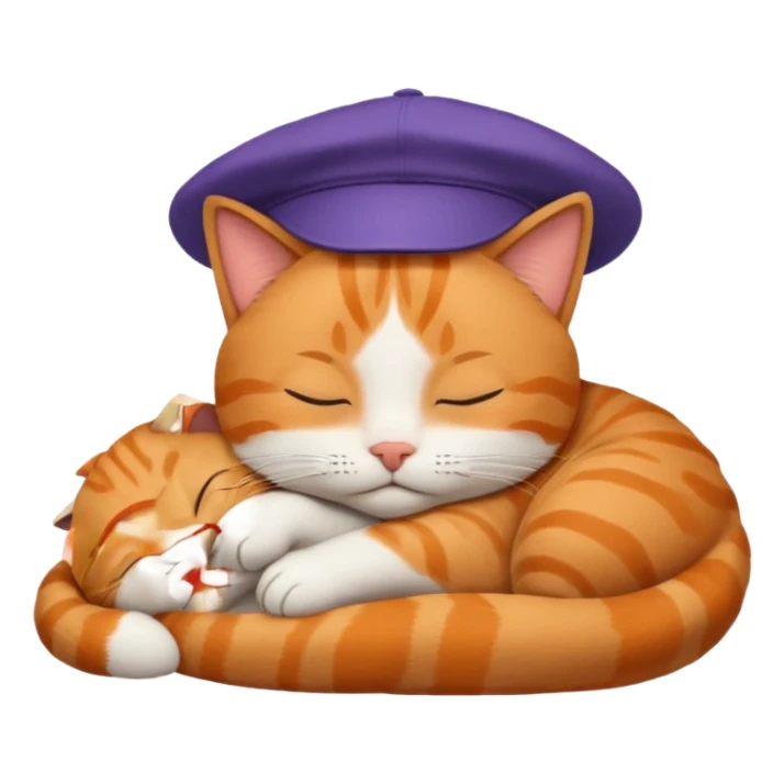 emoji of sleeping cat,it has on his head FedEx delivery cap sticker