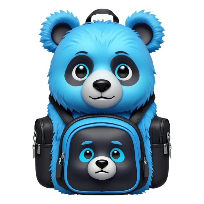 3D, adorable little Pixar style blue neon punk bear with a black backpack, ultra detailed, each lash, eye, and strand of fur is shown in stunning detail as though captured in a timeless photograph, rich textures, visually rich, so lifelike it feels like it could leap off the page at any moment sticker