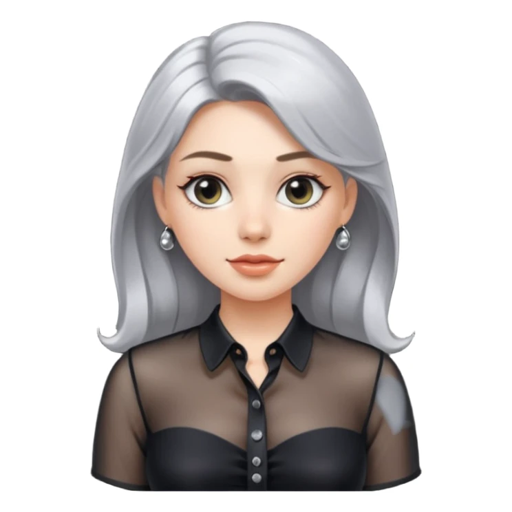 Realistic womens black sheer blouse, silver buttons
 sticker