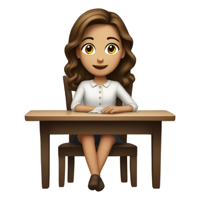 Brown hair Girl dinner at the table sticker