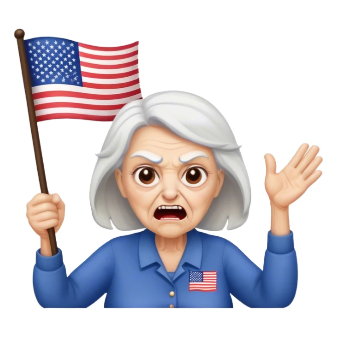 upside down American flag waved by angry old woman sticker