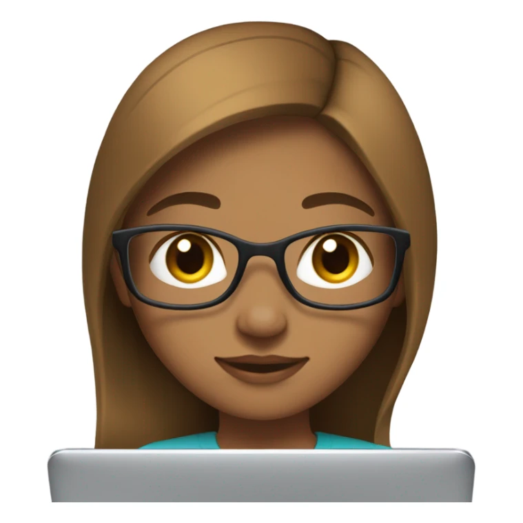 Medium straight hair computer science girl intern with a computer  light brown skin sticker