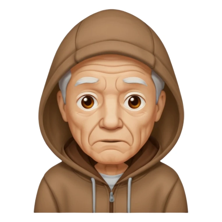 old man with brown hoodie sticker
