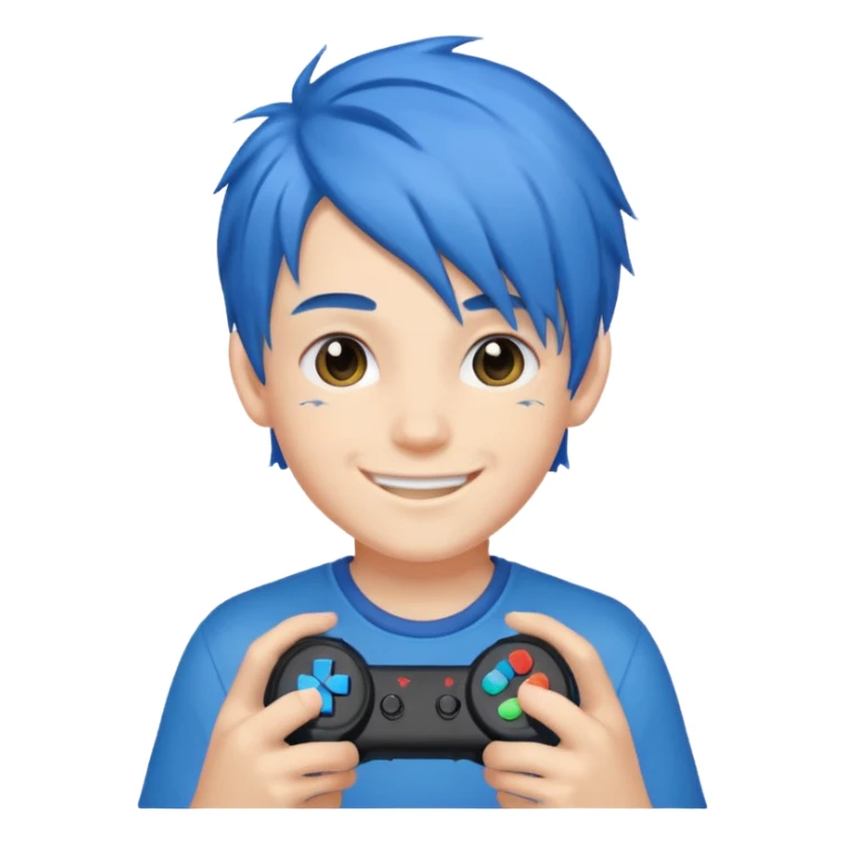 blue gamer Boy happy blue hair sticker