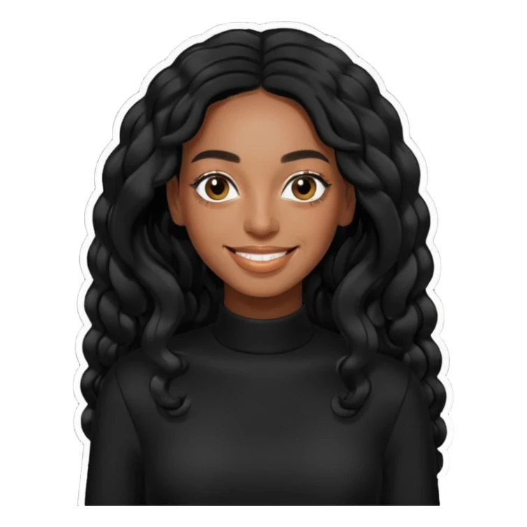 Solange, black long hair, black outfit sticker