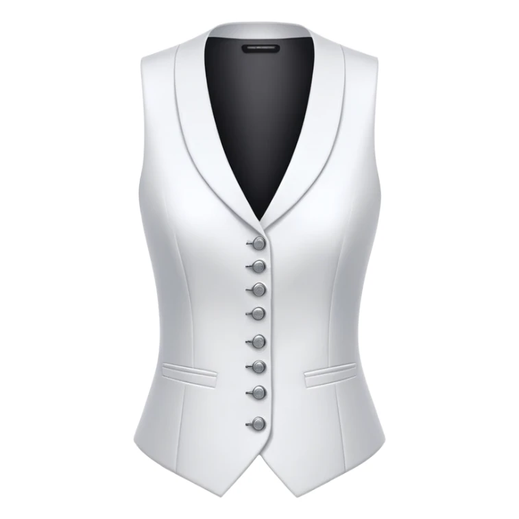 women's white formal vest with exactly 3 buttons, female tailored design sticker
