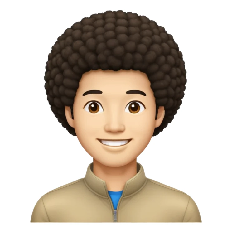 Asian man with afro hair sticker