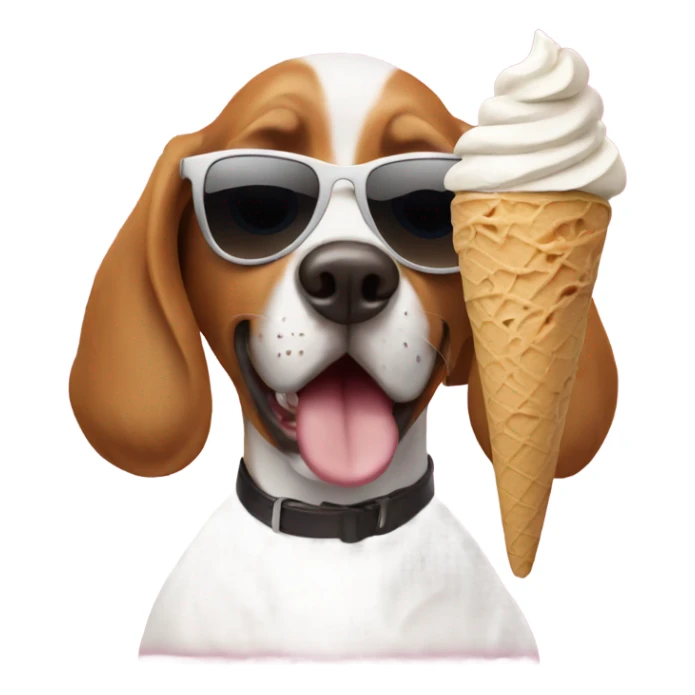 Dog with sunglasses eating ice cream sticker