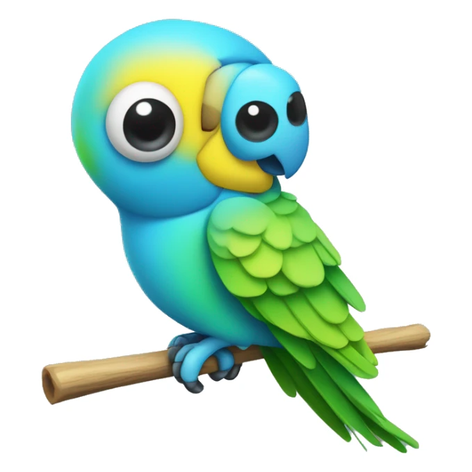 yellow blue and green robot parakeet on a stick sticker