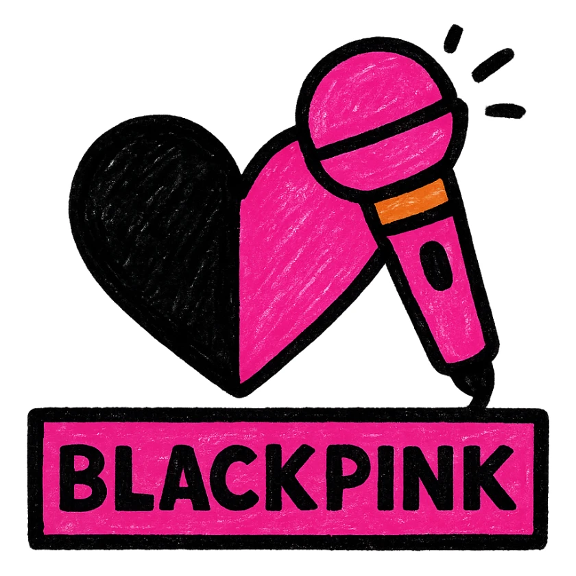BLACKPINK-inspired object, black and pink colors, vibrant and energetic icon look sticker