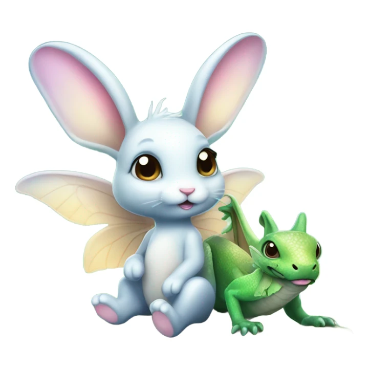 Cute fairy bunny hanging out with a water dragon  sticker