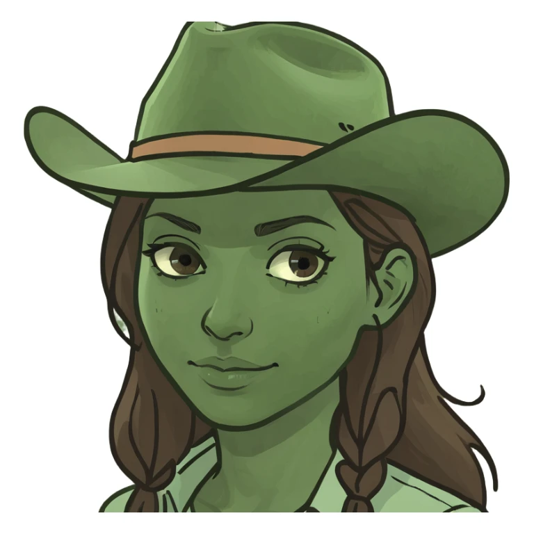 girl with brown hair wearing cowboy hat  sticker