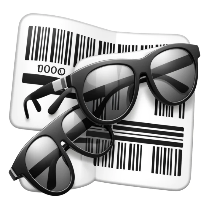 barcode with sunglasses on top, fashion logistics theme sticker