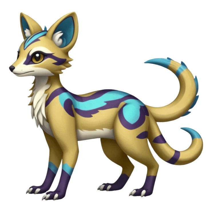 Rare realistic shiny exotic cute epic pretty beautiful handsome gorgeous aesthetic colorful vibrant Vernid-Fionbri-Protogen-Primagen-Sergal-Wickerbeast-Genet-Trico-species-Fakemon-hybrid-creature by LiLaiRa, random intricate markings, full body sticker