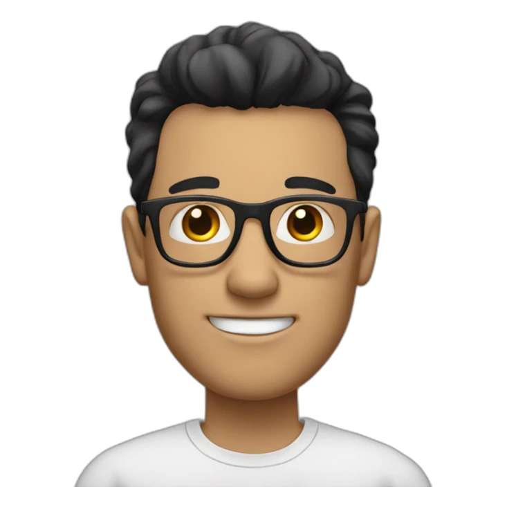 White man with black hair and big forhead wearing glasses sticker