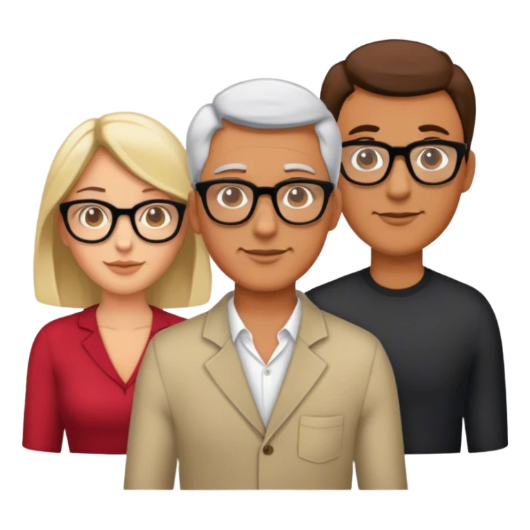 Two men and one women with glasses sticker