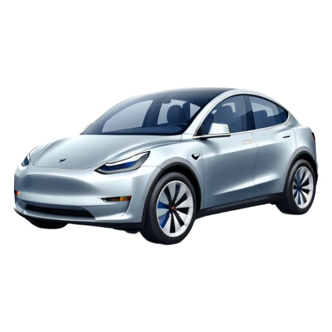 A Tesla Model Y parallel parking with a blue trajectory showing the planned path sticker