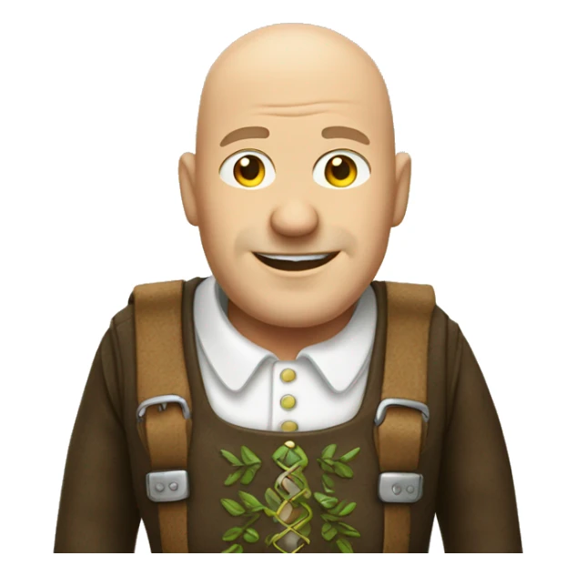 A bald man in lederhosen sticker