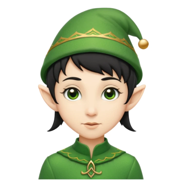 elf with short black hair and green hat sticker