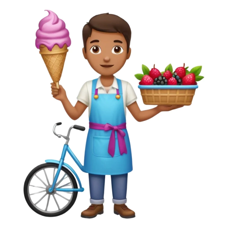 Vendor + berry cart,Ice Cream Vendor. sticker