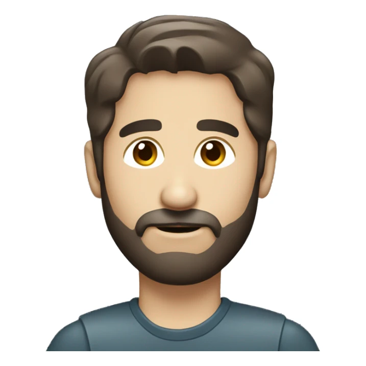 Man w dark brown hair beard using radio transmitter sticker