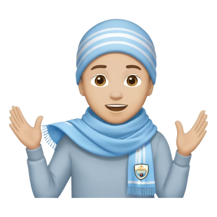 Manchester City fan cheering with sky blue scarf sticker