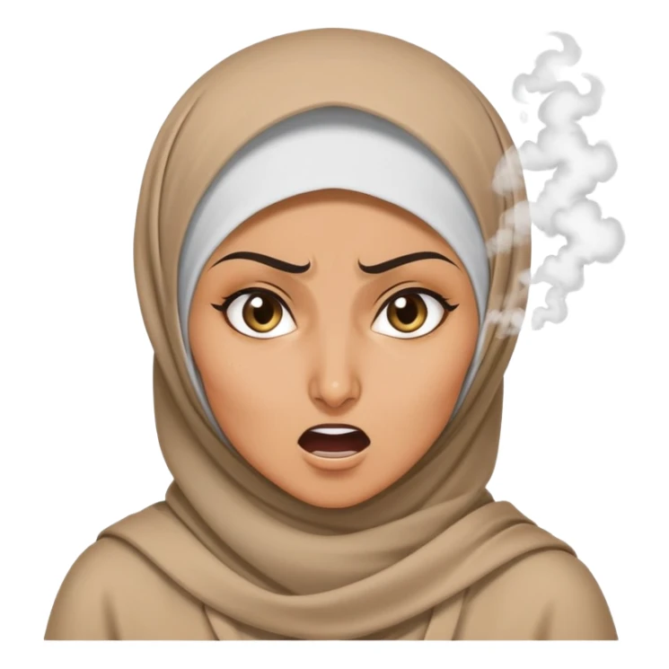 hijabi woman, furious expression, steam coming from ears sticker