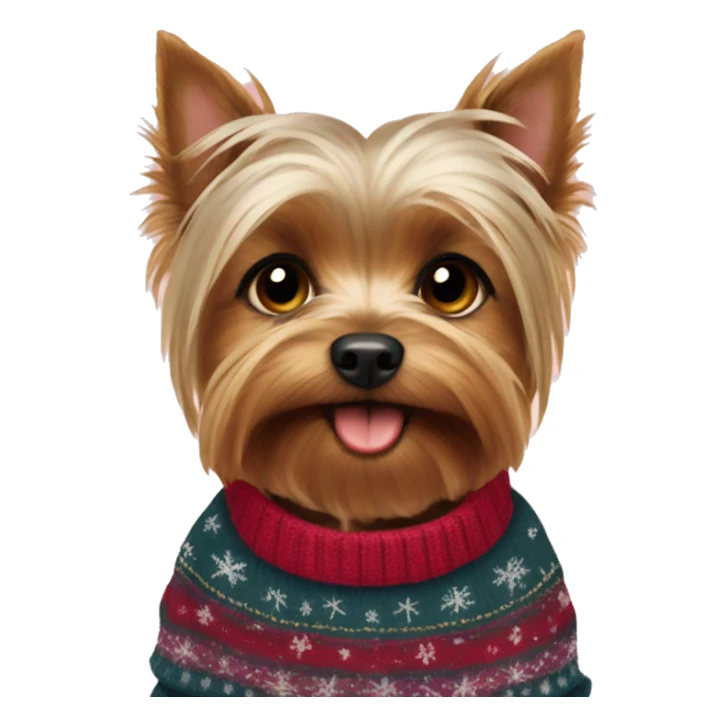 Yorkshire Terrier in a New Year's sweater sticker