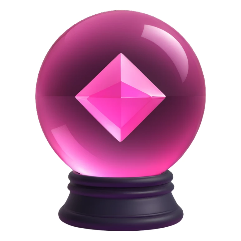 3D gothic crystal ball with pink glow, mystical and elegant sticker