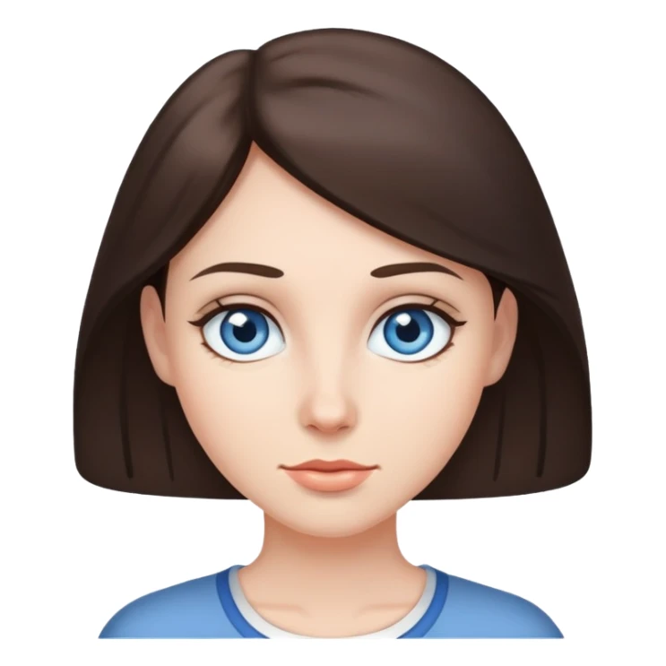 Brunette person with blue grey eyes sticker